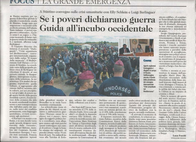 Articolo su L'Unione Sarda del 6 dicembre 2015